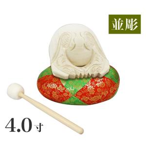 木魚セット 本楠 並彫り 4.0寸 4寸 一式 布団6寸、撥 バイ