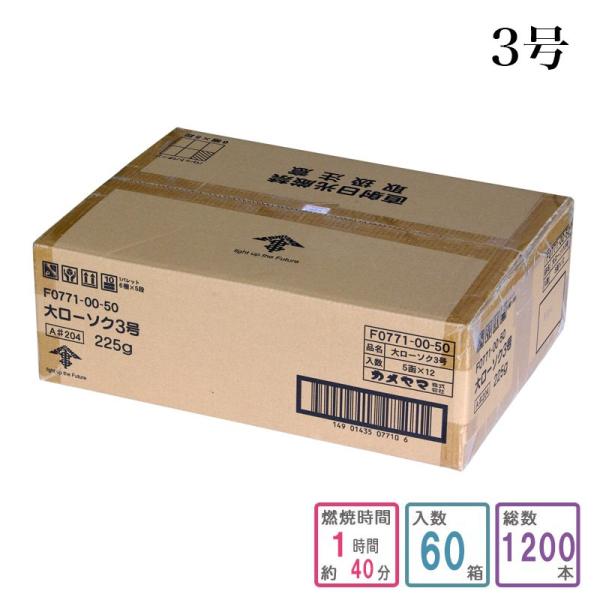 カメヤマローソク 3号 1ケース箱入り 1200本入り 蝋燭 まとめ買い