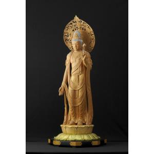 仏像 服部朋陽作 聖観音像 3尺 桧 国産 日...の詳細画像2