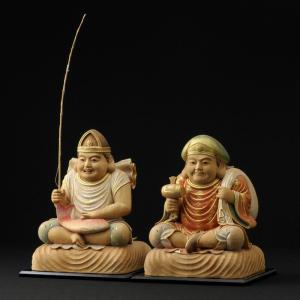 仏像 服部朋陽作 恵比寿・大黒天 彩色 6.5...の詳細画像2