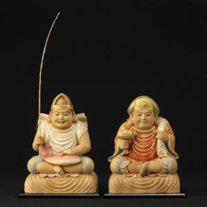 仏像 服部朋陽作 恵比寿・大黒天 彩色 6.5...の詳細画像3