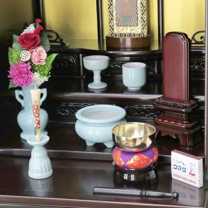 仏具セット 青磁無地 陶器5点+おりんセット ...の詳細画像4