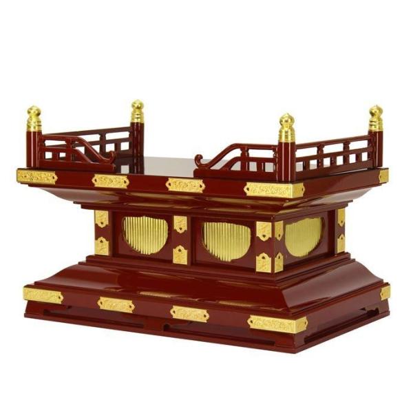 寺院仏具 職人こだわりの仏具 小型須弥壇 2尺 朱塗り 勾欄付き 高級金具付き サイズ・色オーダー可...