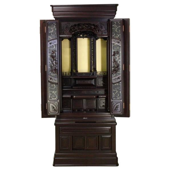 最高級唐木仏壇 花鳥風月 紫檀ムク材 幅69.5cm 20号