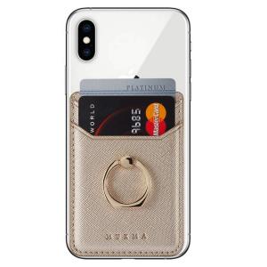 Lnobern スマホ カードポケット 背面 ホルダー 貼り付け MUXMA 背面収納 PUレザー