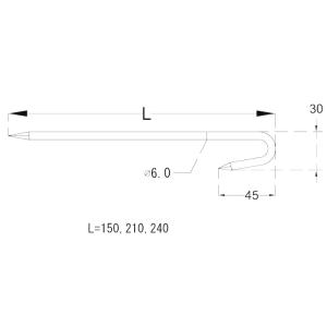 J型ロープ止め φ6×210mm 単品(1本)...の詳細画像1