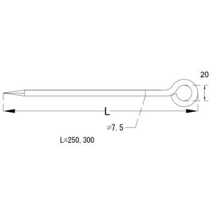 丸型ロープ止め φ8×250mm 単品(1本)...の詳細画像1