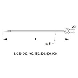 丸型ロープ止め φ9×600mm 単品(1本)...の詳細画像1