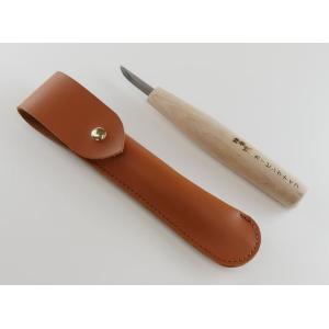 道刃物　カービングナイフ（レザーケース付き）繰刀に近いナギナタ刃を3層鋼で製造 バードカービングなどで便利