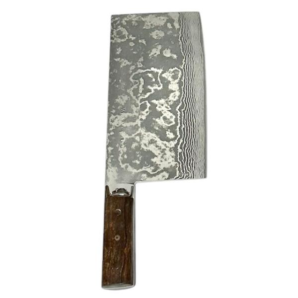 【送料無料】<BR>佐治武士作　粉末ハイスSG2鋼ダマスカス　黒仕上　中華包丁　アイアンウッド柄　　...