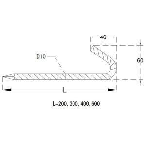 U型異形ロープ止め D10×400mm 単品(...の詳細画像1