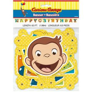 おさるのジョージ バースデーバナー キュリアスジョージ Curious George お誕生日バナー HAPPY BIRTHDAY 誕生日｜kumakumastore