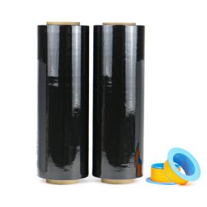 BOMEI PACK 2パック ブラック ストレッチラップ 工業用強度 プラスチックハンドル付き 15インチ x 1500フィート 70ゲー