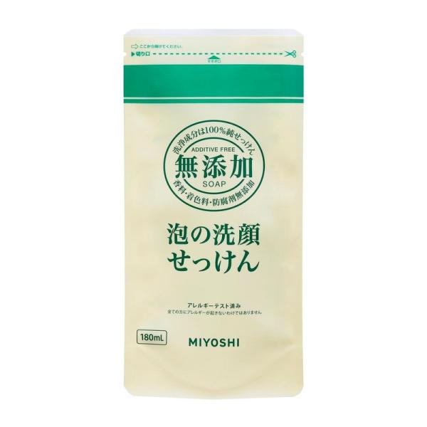 ミヨシ石鹸 無添加 泡の洗顔せっけん つめかえ用 180ml×２４個セット(無添加石鹸)