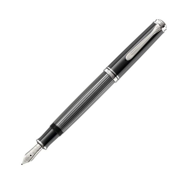 PELIKAN ペリカン 万年筆 F 細字 スーベレーン ブラックストライプ M605 吸入式 ペン...