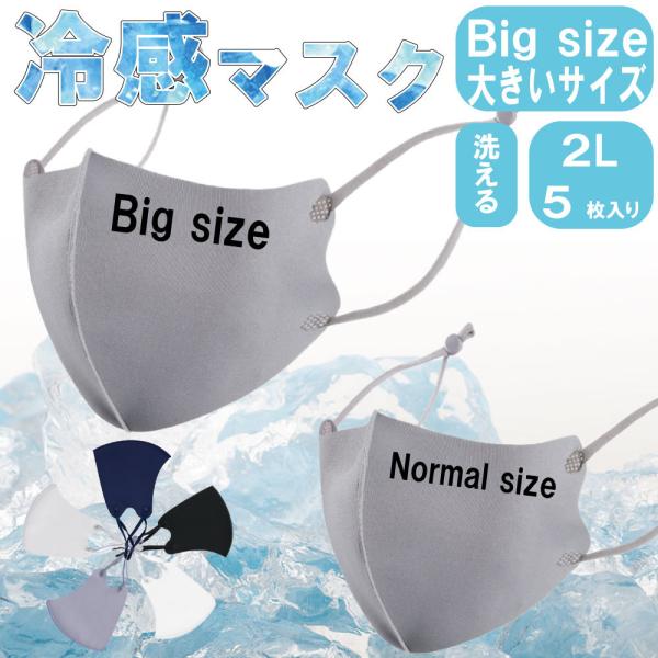 冷感マスク 夏用 大きなマスク 洗えるマスク 接触冷感 5枚セット 2セット以上で割引 くまもと工房...