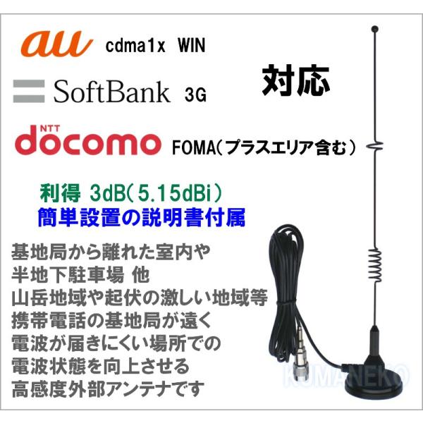 au  SoftBank docomo 対応 高感度外部アンテナ　新品