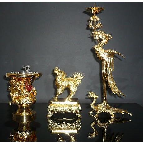 高田派 三具足 金メッキ 3.5寸