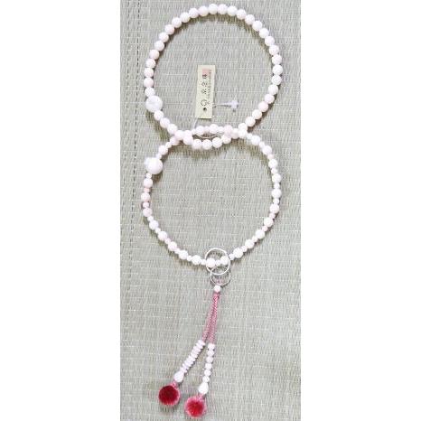 数珠 念珠 ピンク珊瑚 浄土宗 八寸 女性用