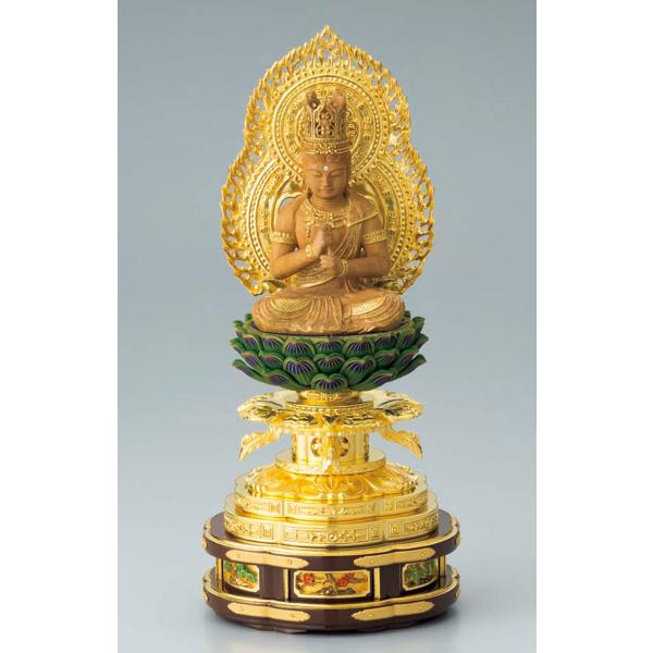 仏像 ご本尊 真言宗 大日如来 3.0寸（翔）白檀 上彫 純金箔押木瓜 丸台座 監修証付