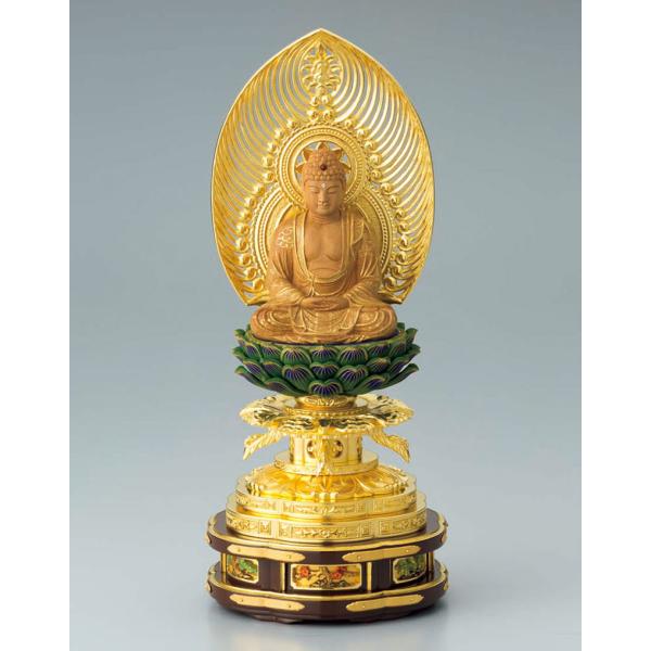 仏像 ご本尊 臨済宗妙心寺派 座釈迦 3.0寸（翔）白檀 上彫 純金箔押 三宝尊付台座 監修証付