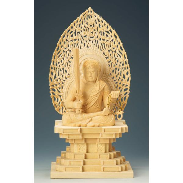 座不動 上彫 桧木 2.0寸 仏像 脇仏 真言宗