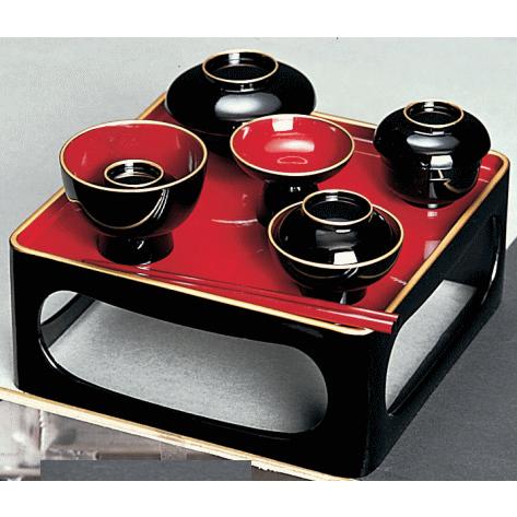 仏膳椀 ＰＣ ふち金 黒内朱 一膳 5.5寸