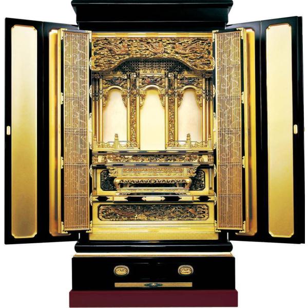 仏壇 金仏壇 大阪型 西 幸菊三尺 彫粉 着後レビューで専用仏具半額 配送・設置無料
