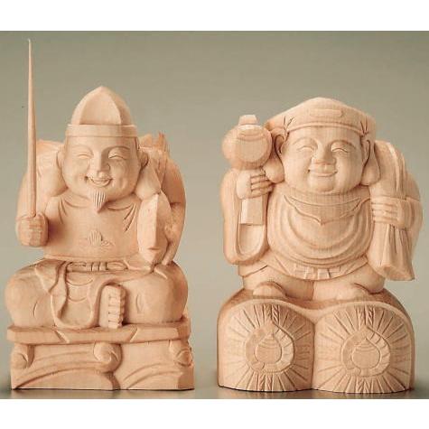 仏像 恵比寿・大黒天 総白木10寸