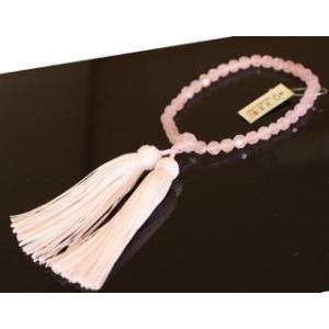 数珠 念珠 京念珠 紅水晶 切子 全宗派用 女性用 8寸