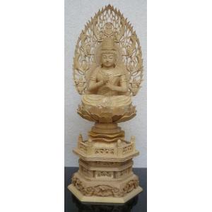 仏像 柘植 六角台座 真言宗ご本尊 大日如来 3.0寸