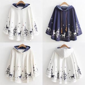 マントパーカー ガールズ ポンチョ風スウェットコート森ガール風レディーストレーナーカジュアルプルオーバー