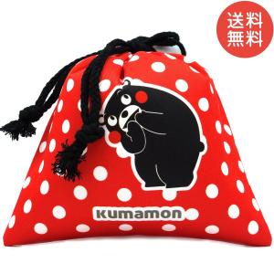 くまモン 巾着袋 赤 水玉 ドット