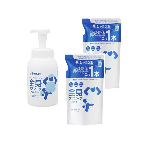 シャボン玉石けん 全身ケアソープバブルガード ボトル570mL+つめかえ用470mL×2個