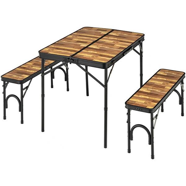 BUNDOK テーブル＆ベンチセット（木目） BD-230WB