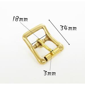 18mm 舟形 ローラー付 バックル 真鍮生地...の詳細画像3