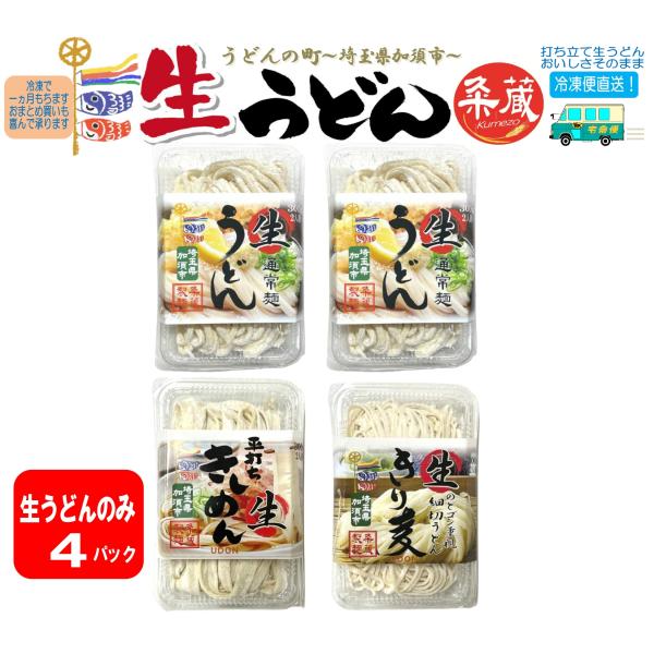 ３種類から選べる生うどん4パック（300ｇ×4）麺のみ　埼玉県加須市より　打ち立て生うどん　冷凍便直...