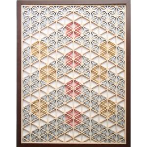 和モダン アートパネル 組子色彩葉 【金銀麻の葉 ちらし 2色1号