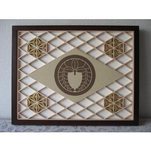 組子インテリア家紋 【丸に違い鷹の羽】 和風インテリアパネル