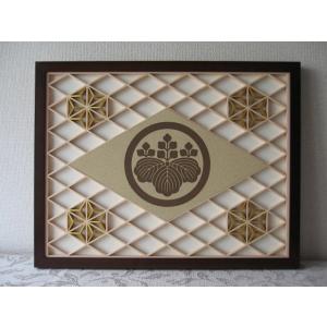 組子インテリア家紋 【丸に違い鷹の羽】 和風インテリアパネル