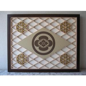 組子インテリア家紋 【丸に違い鷹の羽】 和風インテリアパネル