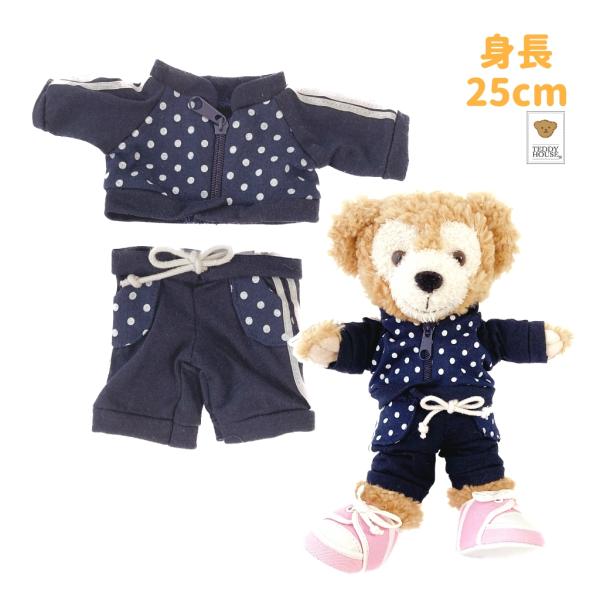 ぬいぐるみ服 セットアップ 黒 ドット スウェット トップスとボトムス ぬいぐるみポーチ・パペット ...