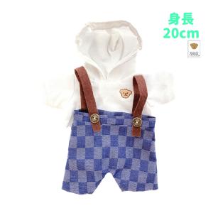 ぬいぐるみ服 上下セット Tシャツ 白 サスペンダーパンツ 市松 ダミエ