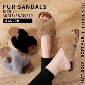 サンダル レディース ぺたんこ ファー プチプラ スリッパ