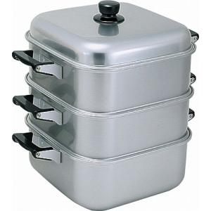 アカオ　アルミ角蒸(大型)  33cm 二重 アカオアルミ