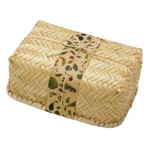 【竹細工】あずき四ツ目編みキッチンかご＆ランチボックス 竹手付バスケット 国産 日本製 竹 かご ふた式 職人手作り