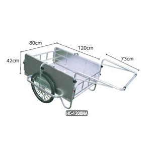 ハセガワ 折りたたみ式リアカー コンパック側板付 HC-1208NA 運賃別途見積り (個人宅配送不可)｜kunimotohamono