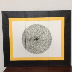 ドットアート 3連 ピンク系 D W120×H100 (1072) アートパネル モダン