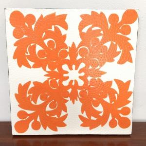 バリ絵画 ドットアート H50×W60cm 3連 赤い花 A-1 アートパネル モダン