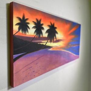 バリ絵画 波 インテリア 波の絵 windy作 W90 H40cm A-1 1160-1 アート